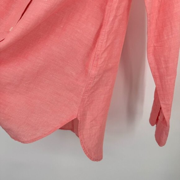 J. Crew Womens Coral Button-Up Shirt top tunic  Size 8 Linen Blend long sleeve - Picture 8 of 12